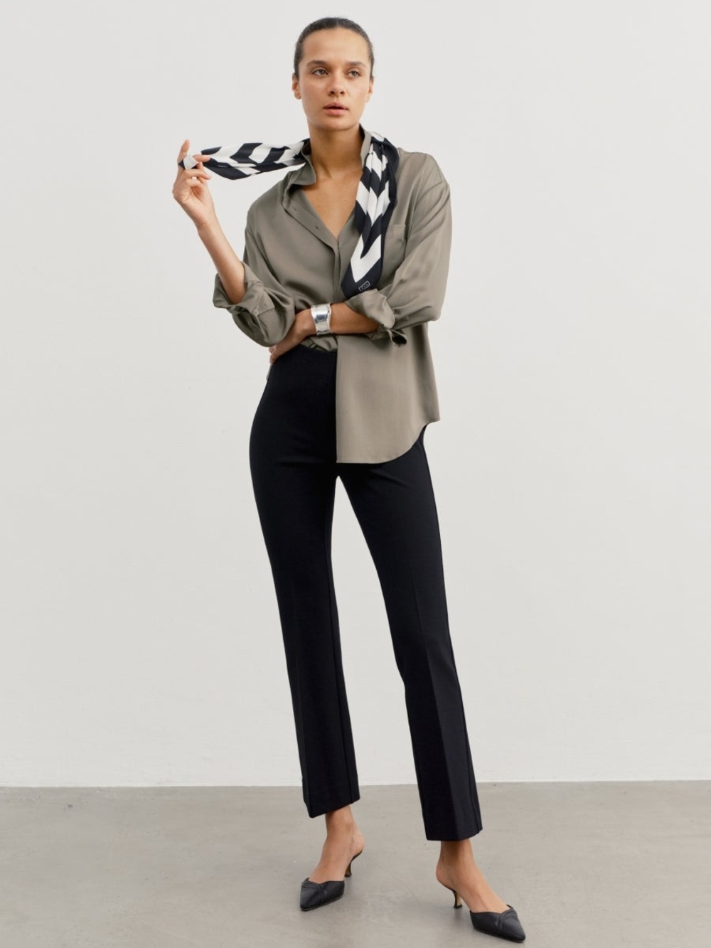 AYR Black Slim Straight Trousers